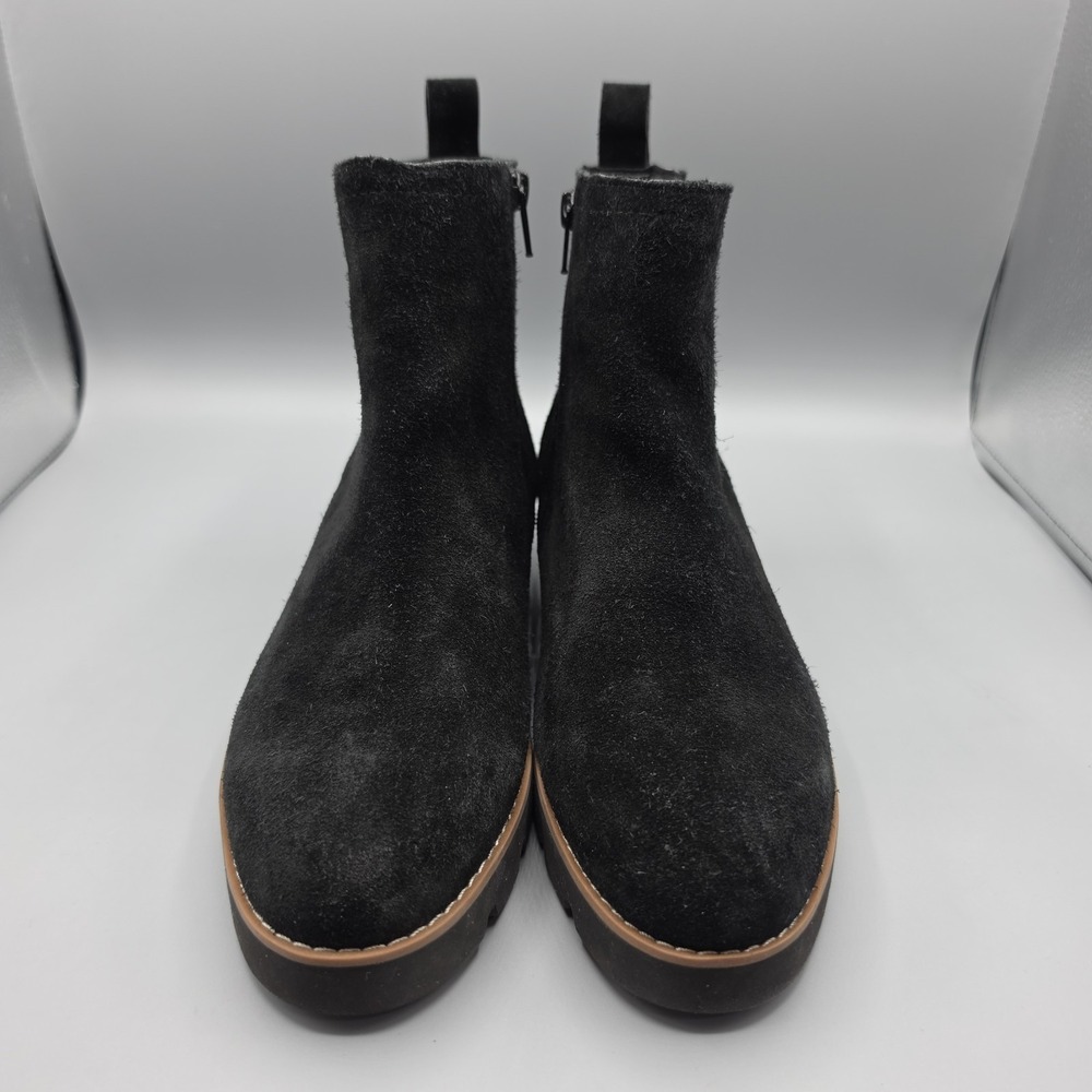 Vionic Brighton Chelsea Boots Womens 8.5 Black Suede Chunky Water Repellant - Picture 3 of 15